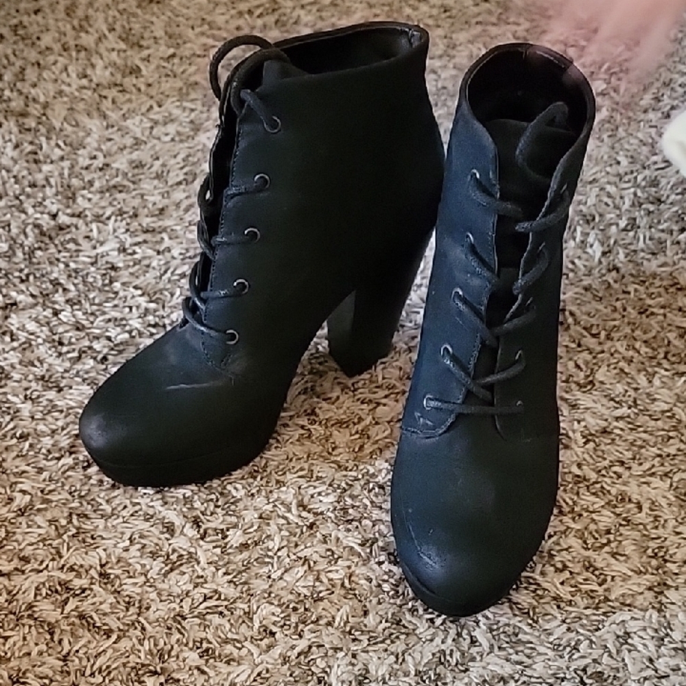 Mossimo Supply Co. Black Heeled Lace-Up Boots